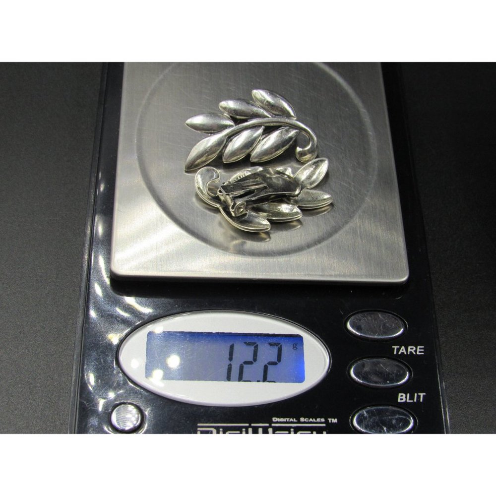 Sterling Silver Leaf Nature Clip On Earrings Vintage Wedding Engagement - Picture 7 of 7
